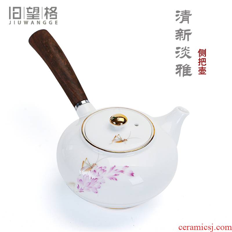 & old cixin qiu - yun, ceramic tea set fuels the Japanese side to large teapot the pot of white porcelain wood kung fu tea