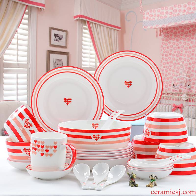 Dishes suit ipads China household use chopsticks cartoon creative Korean tangshan ceramics tableware suit Dishes