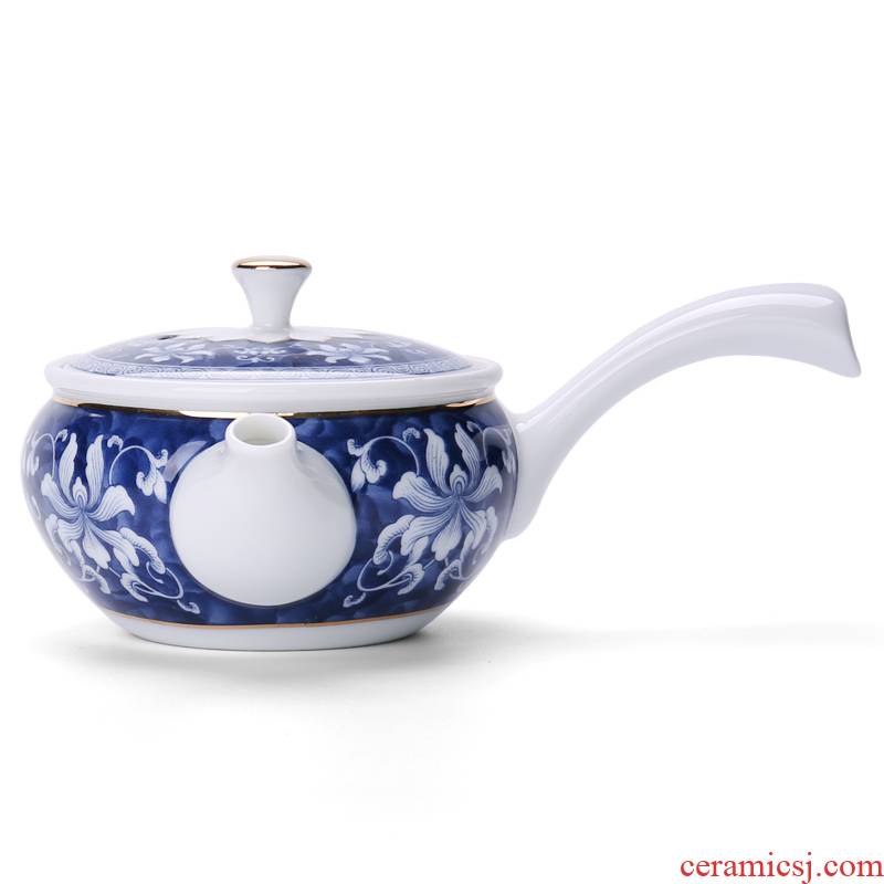 The days see colour blue and white porcelain ceramic teapot kung fu tea side to make tea pot of household single pot of Japanese tea taking