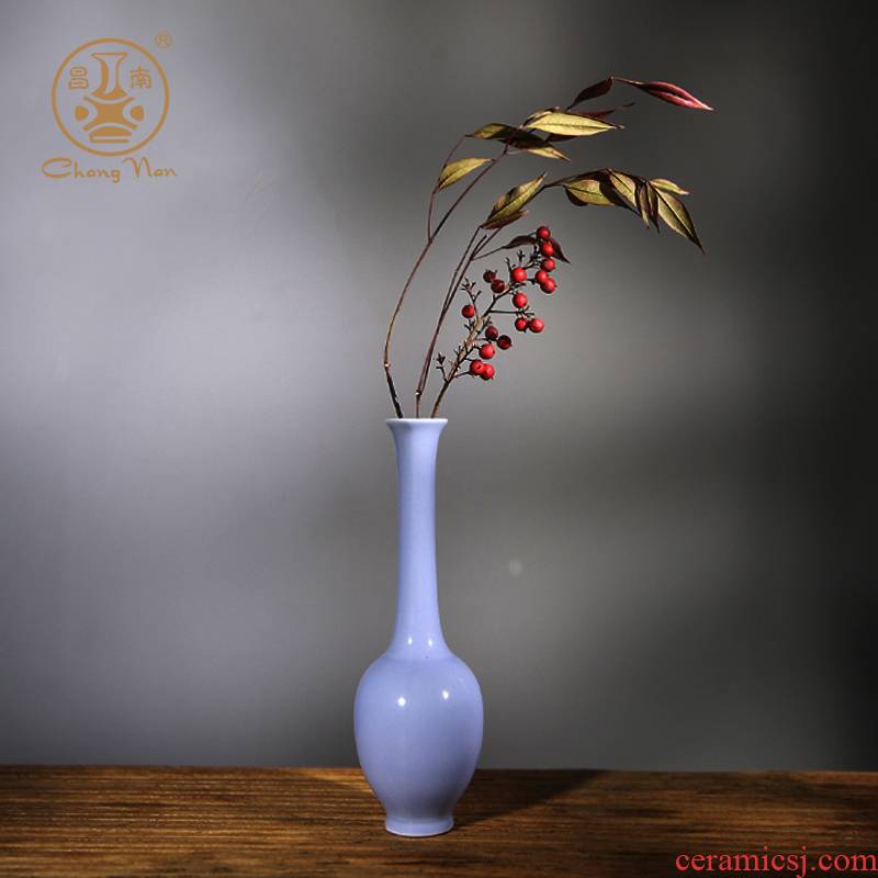 Chang south ceramics jingdezhen porcelain manual pure color flower vase contracted place tea accessories pure color flowers