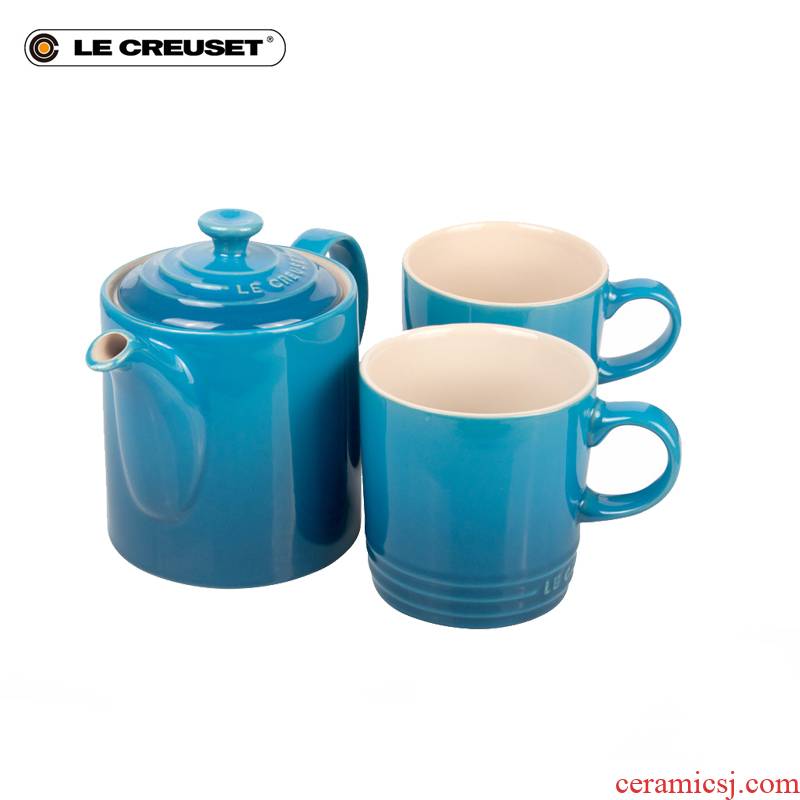 France 's LE CREUSET cool color ceramic British tea kettle 0.7 L + 350 ml hot water mark cup 2