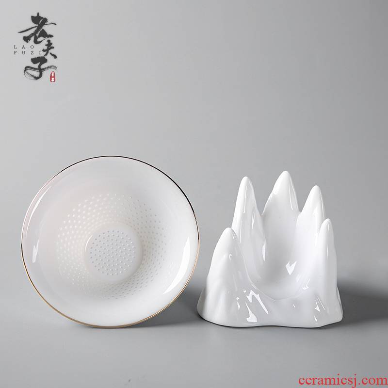 Creative ceramic large) paint edge tea tea strainer mesh filter kung fu tea tea accessories