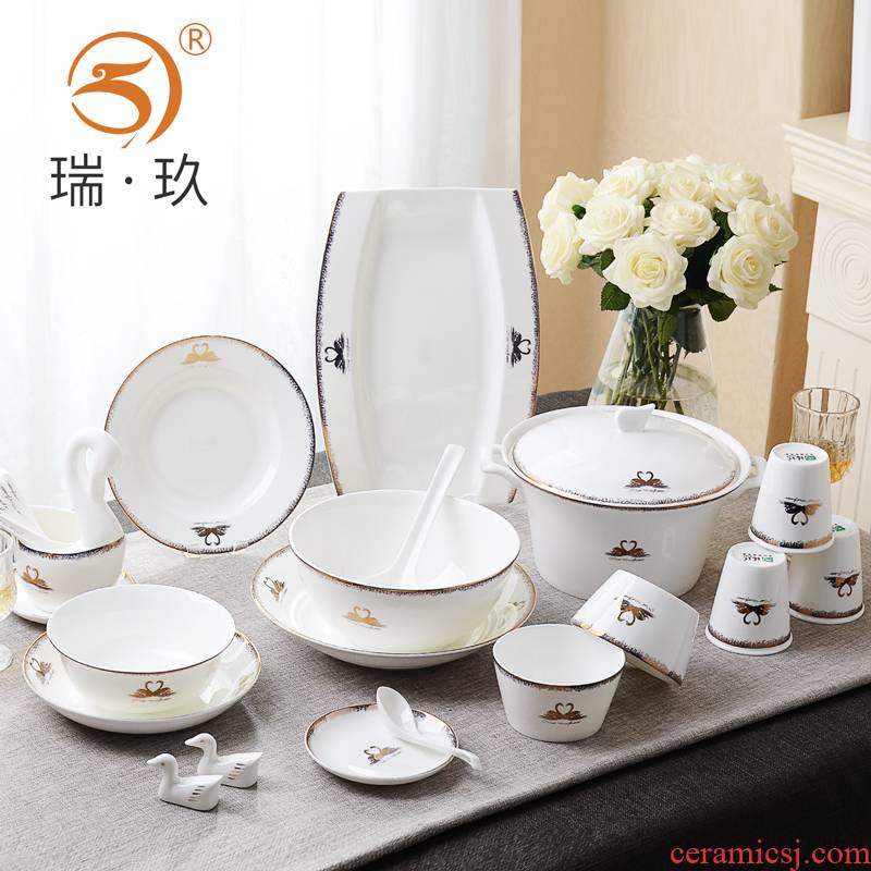 Ipads China tableware dishes free combination collocation of DIY ceramic bowl home up phnom penh swan bowl bowl food dish
