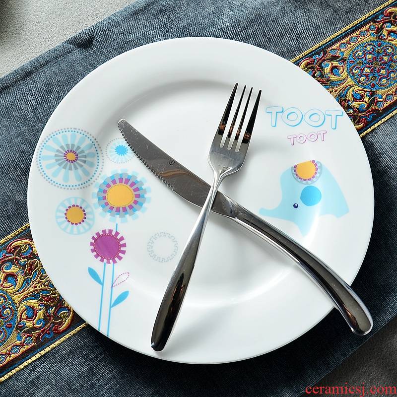 Western food dish dish dish dish domestic ceramic tableware children suit creative cartoon steak plate plate plate
