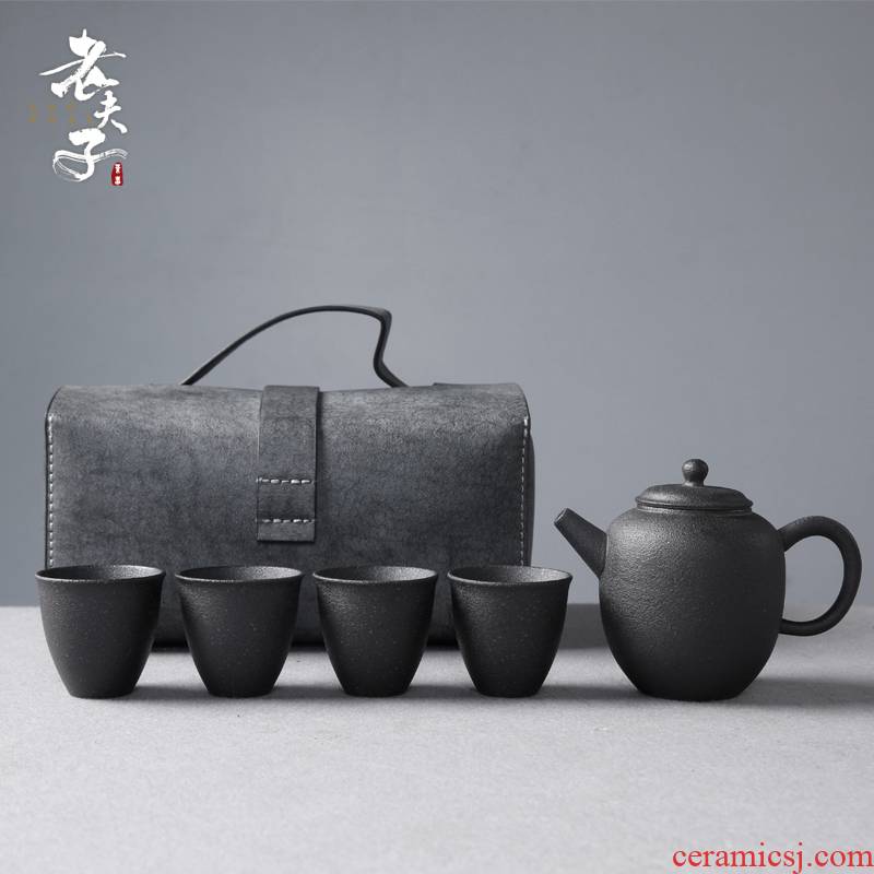 Coarse pottery portable travel kung fu tea set to crack a pot of is suing household teapot teacup fourth set