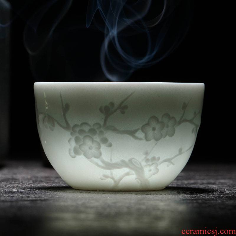 The Sample tea cup of jingdezhen ceramic kung fu tea set shadow blue small master cup single cup tea cups to build by patterns
