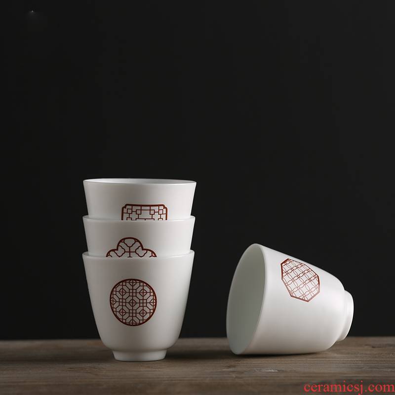 Porcelain heng tong fat white Porcelain sample tea cup of a complete set of single glass ceramic cups kung fu tea set personal master cup bowl