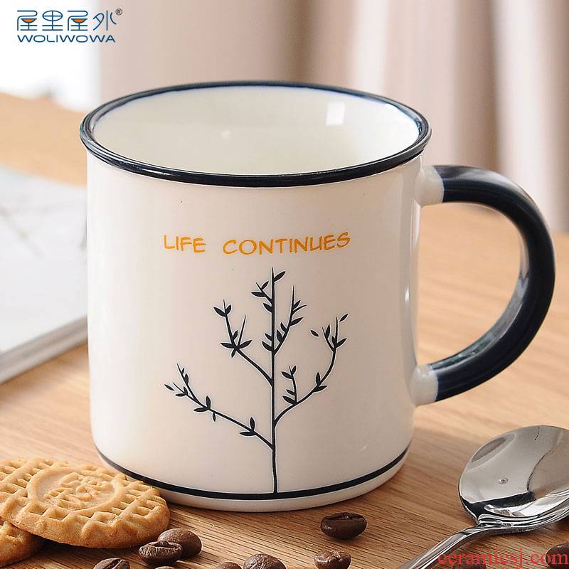 Cartoon keller contracted ceramic coffee cup milk cup imitation enamel cup Cartoon water cup a birthday present