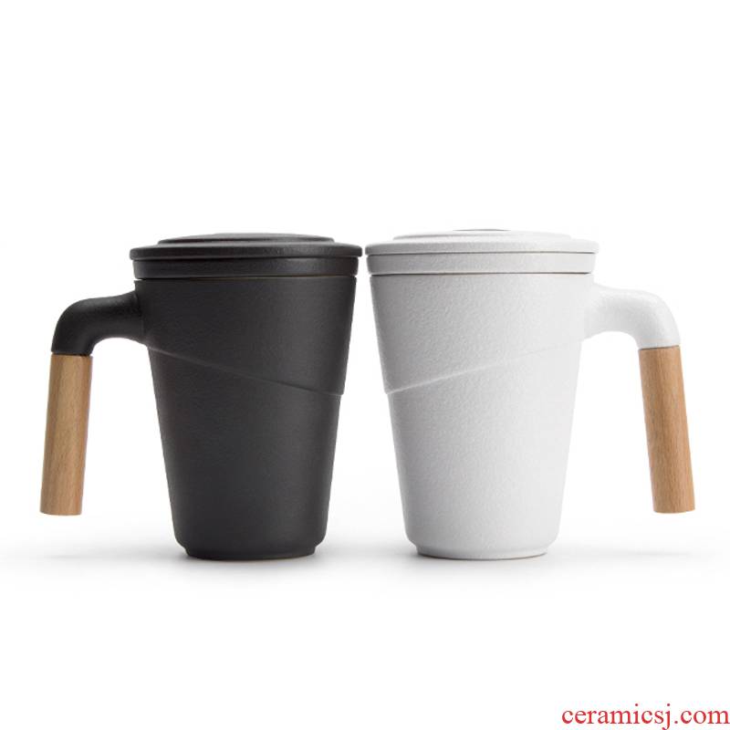 [proprietary] Mr Nan shan shang line mark cup custom filter with cover cup household ceramic cup