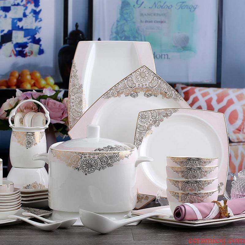 Ipads China tableware creative Korean wedding gift set housewarming gift ceramic bowl dish bowl chopsticks 10 dishes