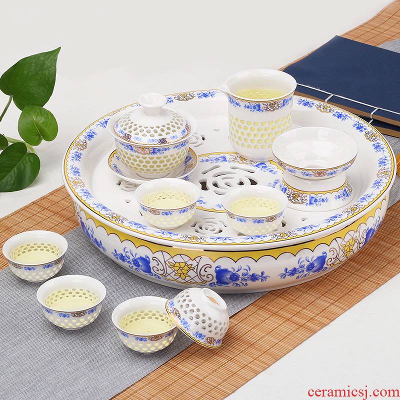 Leopard lam, creative ceramic kung fu tea set tea tray household small tea saucer dish water contracted simple Japanese