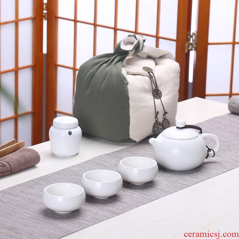 Family portable travel tea set a pot of the 123 cup a caddy fixings ceramic kung fu tea teapot teacup