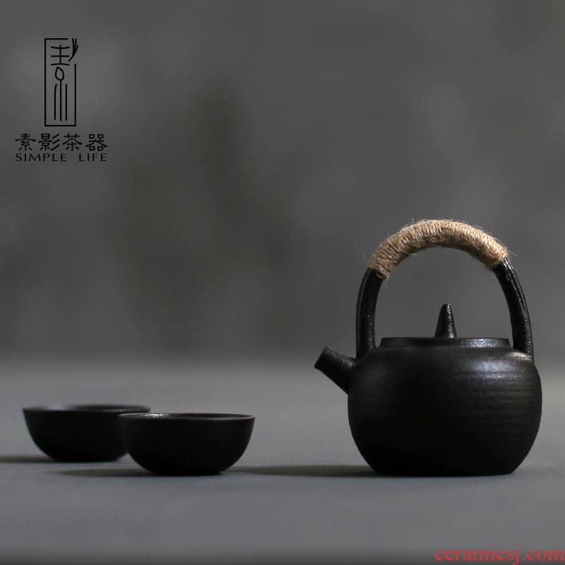Restoring ancient ways, shadow coarse now pot 2 cups of of primitive simplicity simple girder pot household ceramics kung fu tea set Chinese suit