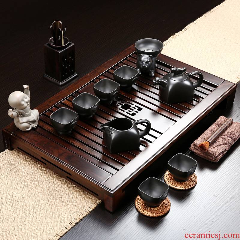 Friend is ebony tea tray tea sets are it to kung fu tea cups of a complete set of solid wood, contracted sea water tea table