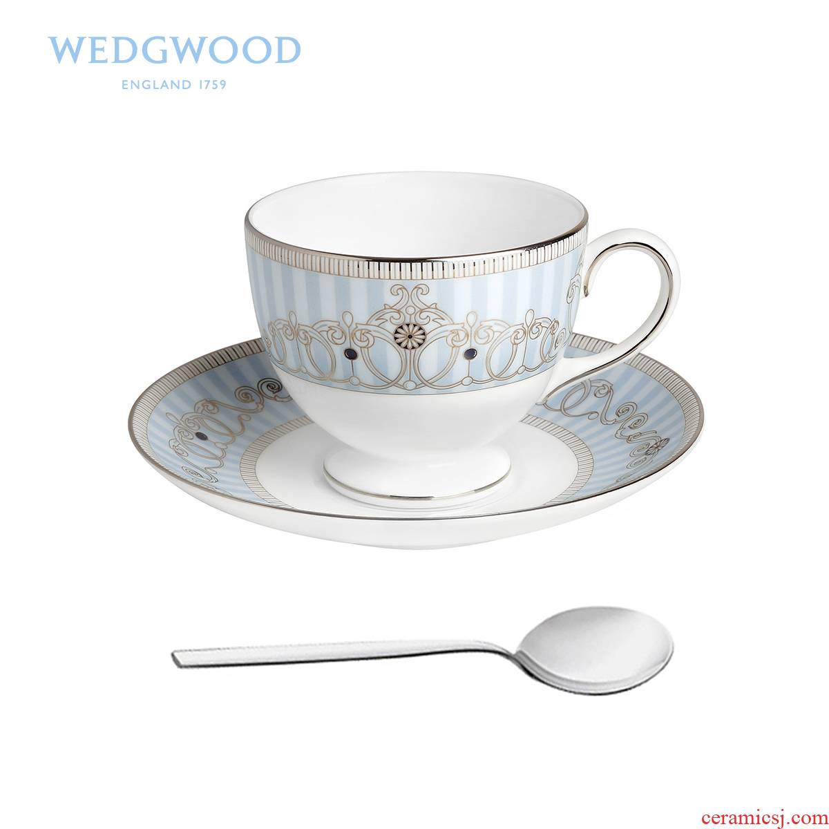 British Wedgwood Alexandra Alexander blue standard CPU + ipads China tea/coffee cups and saucers