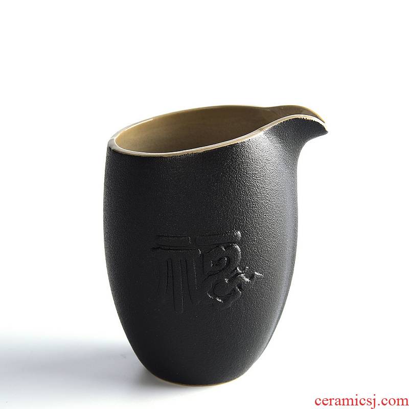 Thickening of the heat - resistant ceramic small coarse pottery Japanese portion holding public cup tea, kungfu tea set) fair keller of black
