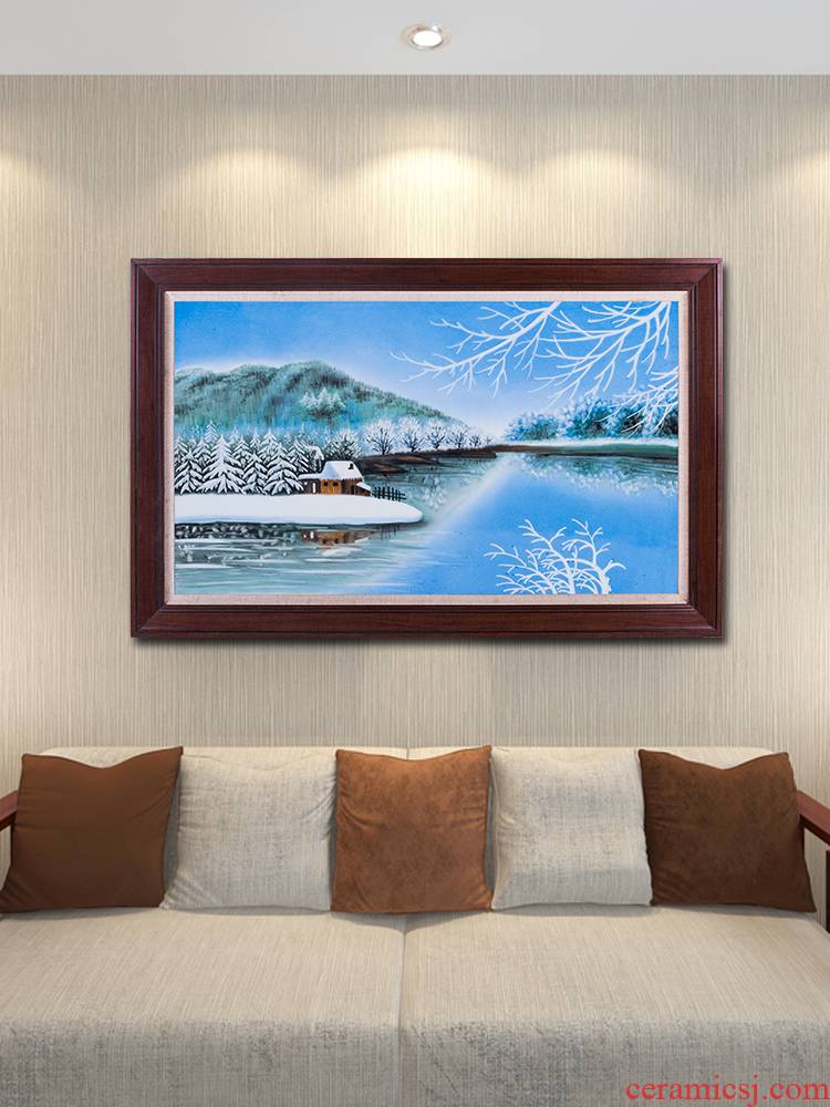 Jingdezhen lake snow porcelain plate painting Chinese landscape painting of the new Chinese style villa sitting room adornment restaurant hang a picture