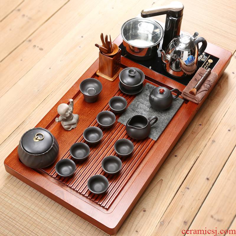 Hua limu tea tray was violet arenaceous kung fu tea set of a complete set of automatic water heating furnace bakelite type tea table