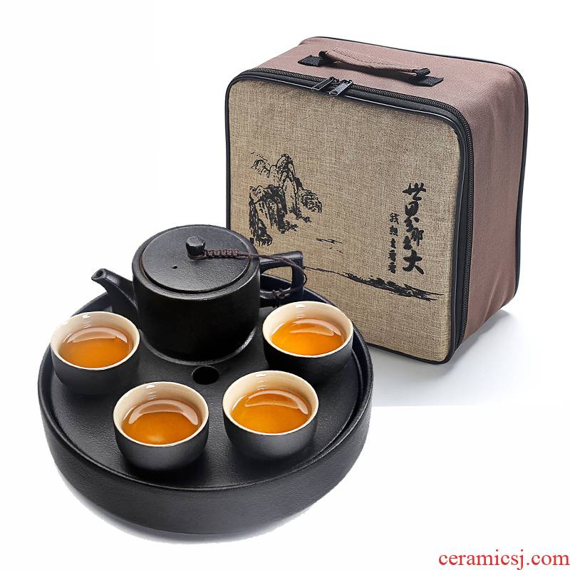 Japanese kung fu tea set travel tea set of a complete set of portable dry terms ceramic office contracted home ground