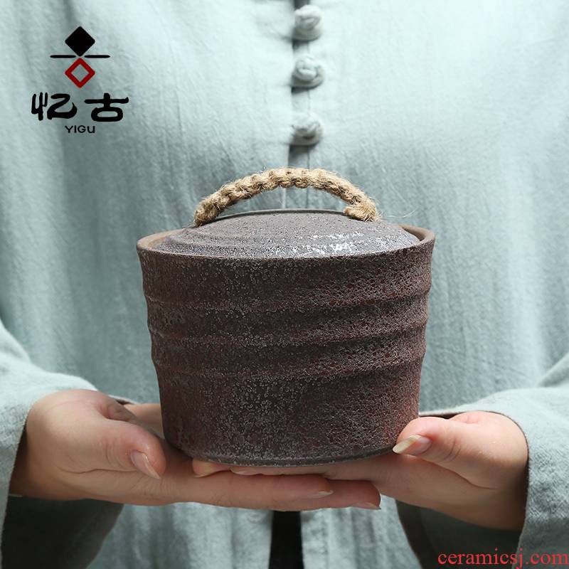 Have ancient rust glaze Japanese tea caddy fixings ceramic seal pot black tea pu - erh tea bulk storage tanks
