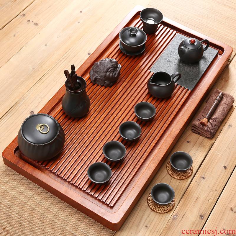 Hua limu tea tray was purple sand tea set the whole piece of solid wood, drainage sharply stone contracted household bakelite tea tea