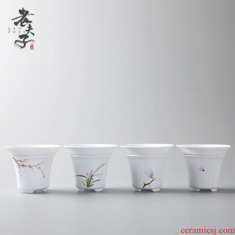 Han white porcelain) hand make tea tea tea strainer mesh filter ceramic insulation kung fu tea tea accessories