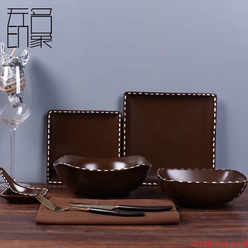 Creative European household ceramics tableware move western - style suit dish the original vintage dishes dish dish dish plates