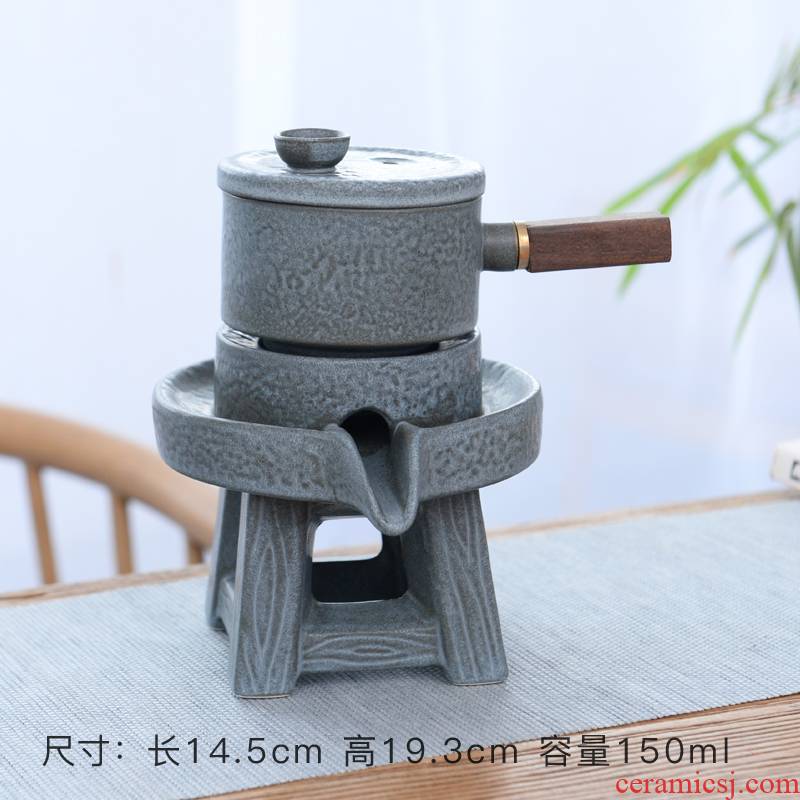 Semi automatic kung fu tea set ceramic creative home, lazy people make tea millstones retro hot cup teapot