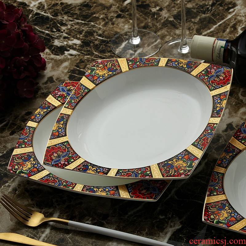 Creative square shallow steak ceramic dish dish dish dish dish plates all the cake plate of pasta dish food dish