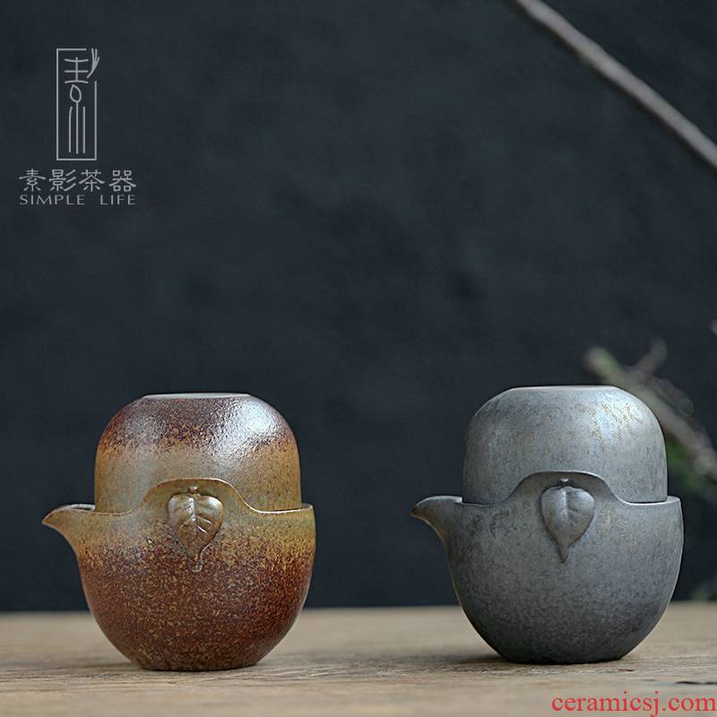Restoring ancient ways, shadow coarse pottery cup to crack a pot of a single portable kung fu tea sets 1 office make tea