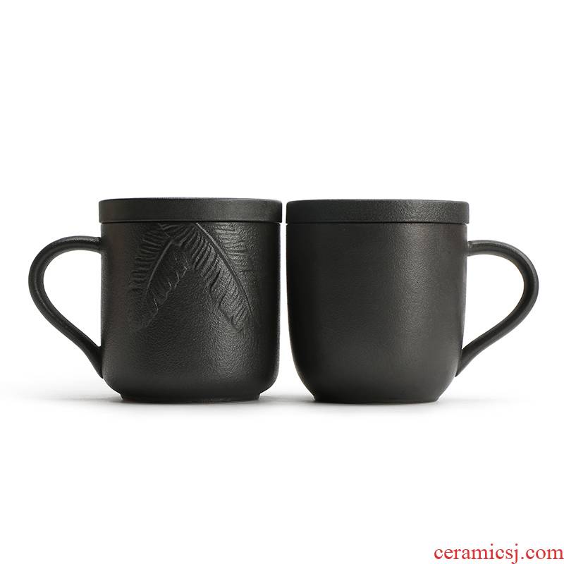 [proprietary] Mr Nan shan cup cloud the deep black pottery drinking cup with cover large capacity keller cup and meeting