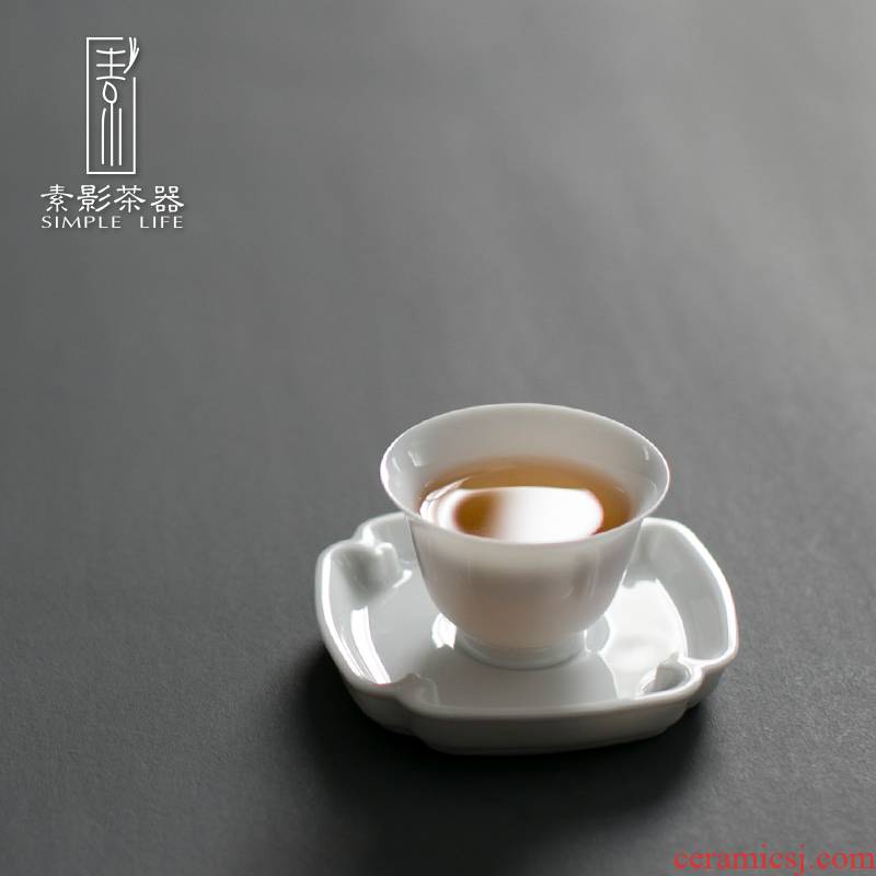 Element shadow dehua white porcelain cup mat manually move anti hot insulation cup Chinese tea taking antiskid saucer with zero