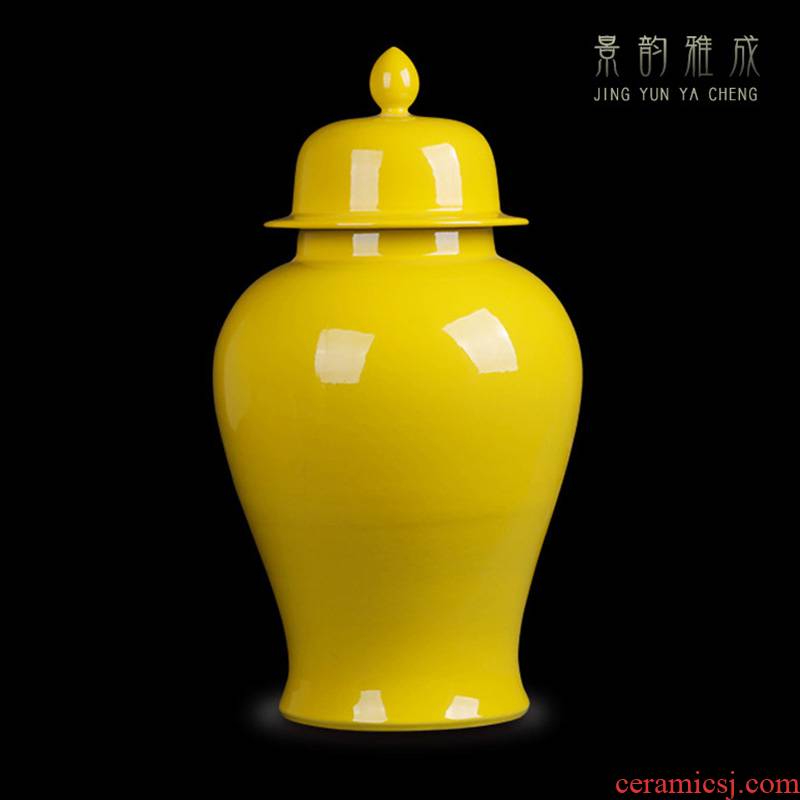 Jingdezhen ceramic yellow general tank furnishing articles furnishing articles act the role ofing is tasted household bedroom creative Chinese arts and crafts