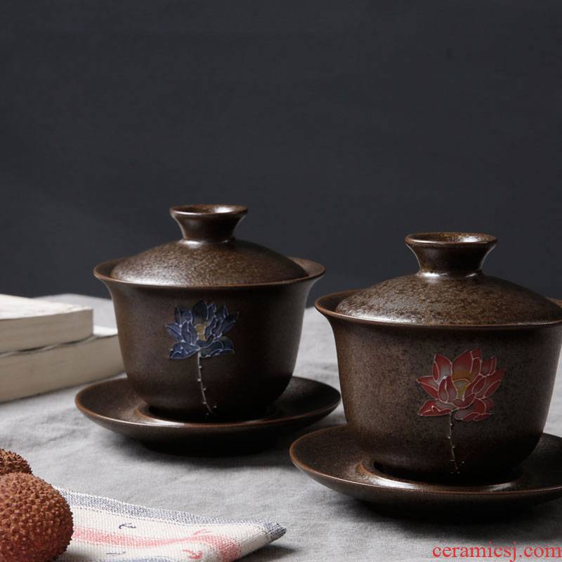 Coarse pottery tureen to use large tea cups porcelain constant hall three to bowl of tea ware ceramic teapot tea taking