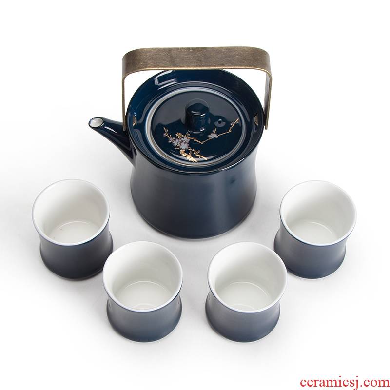 Mr [proprietary] nanshan name plum flower pot of ceramic teapot teacup ji blue filter girder combination suit
