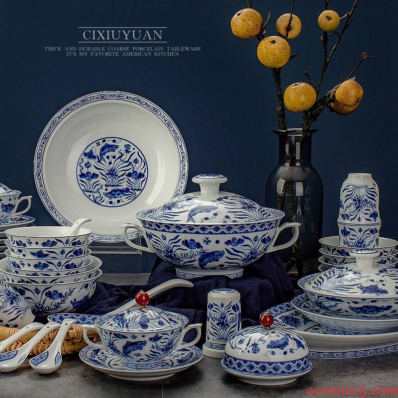 Jingdezhen dishes suit household of Chinese style tableware ceramics high white clay tableware bowl dish bowl spoon, glair suits for