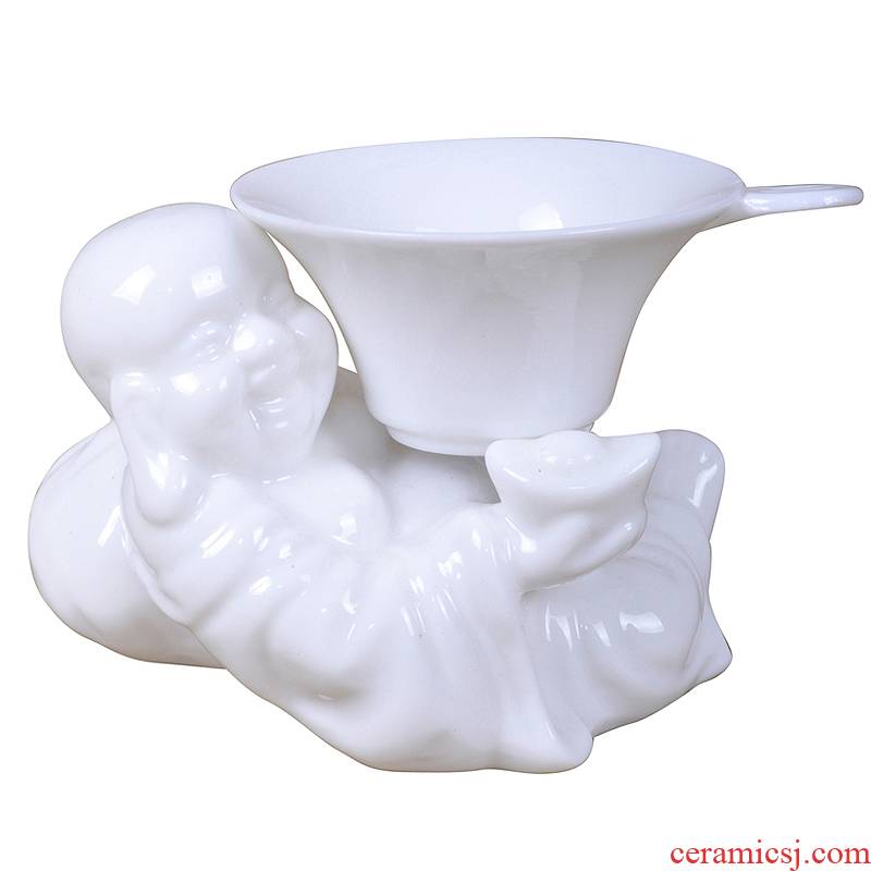 All white jade porcelain tea filters filter) tea tea accessories ceramic Buddha