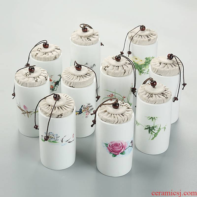 Caddy fixings ceramic mini travel portable sealed as cans of tea packing and tea pot small white porcelain tea pot
