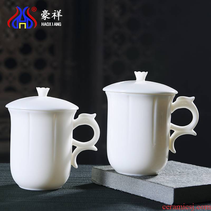Howe auspicious white porcelain ceramic cups with cover cup filter tea cup office cup cup and personal gift tea set