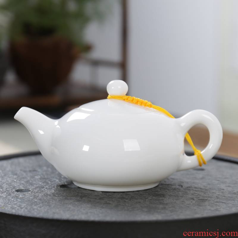 Ceramic kung fu tea kettle dehua Japanese household jade porcelain teapot tea accessories white porcelain single pot