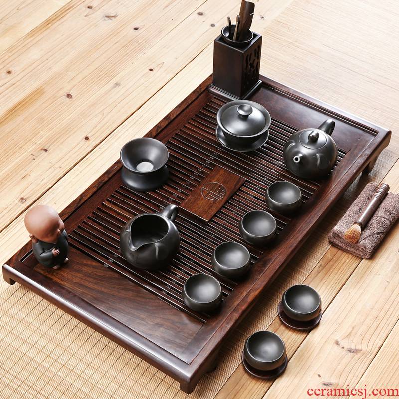 A friend is A complete set of violet arenaceous kung fu tea sets tea tray was solid wood ebony tea tray tea family tea drawer