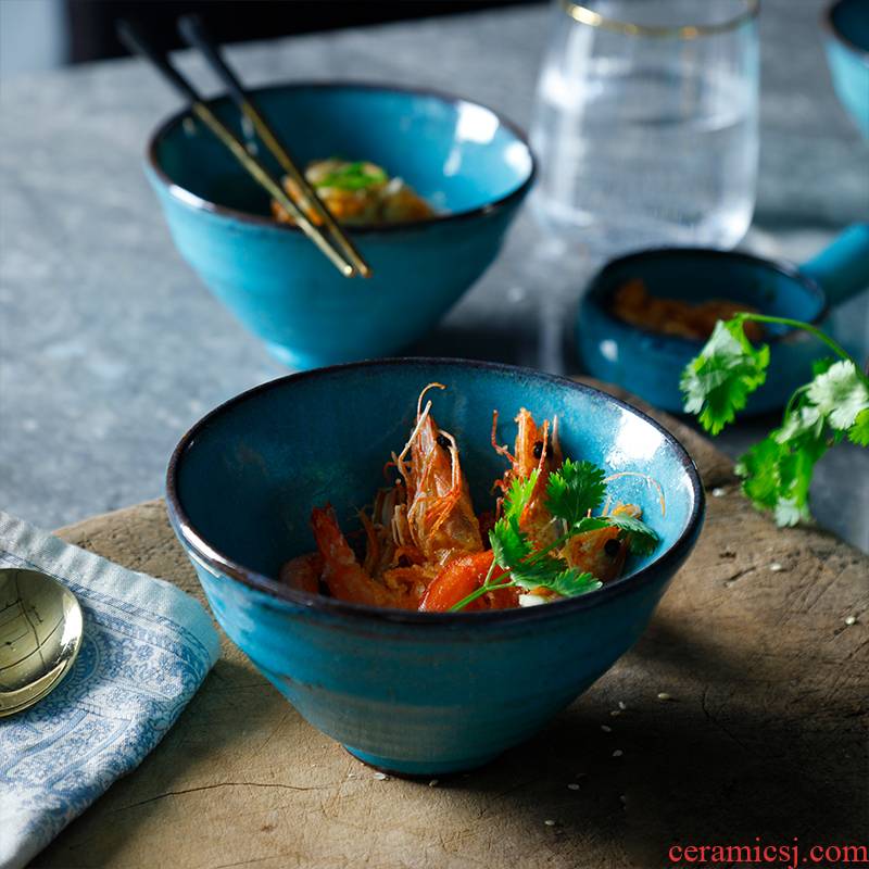 Job creative household tableware porringer kars European - style move blue 5.5 inch ceramic bowl dessert bowl