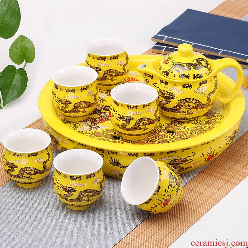 Leopard lam, ceramic kung fu tea set tea tray household saucer plate of small tea table storage contracted simple small tea sea