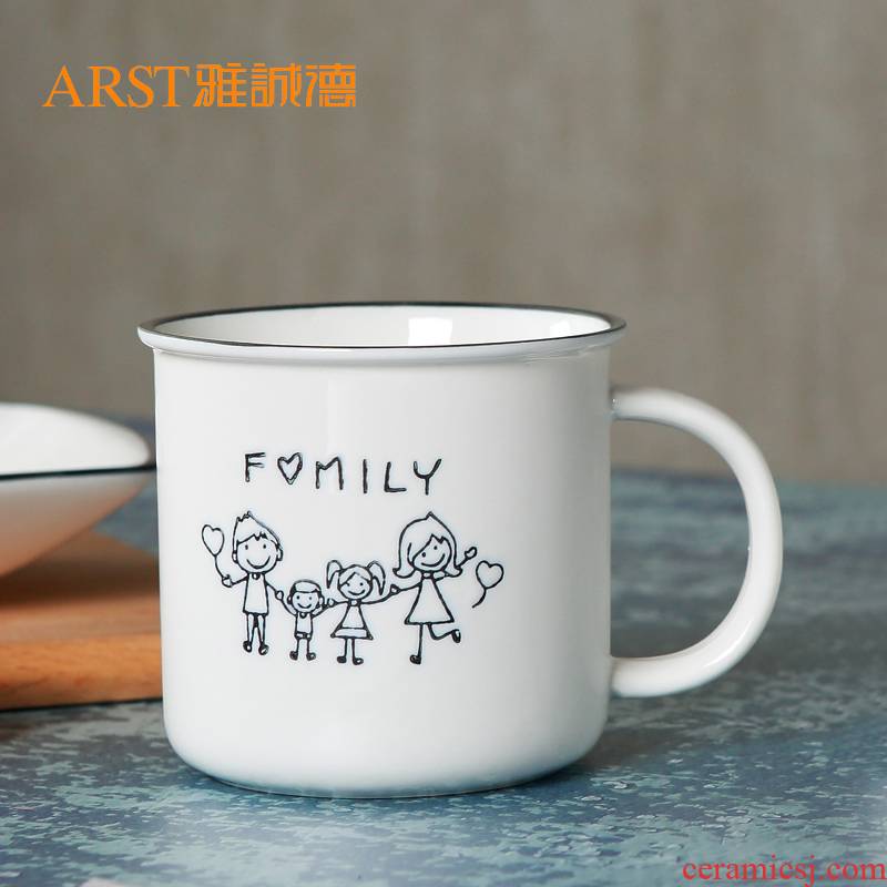 Ya cheng DE happiness a Japanese creative retro mugs milk cup breakfast cup ceramic cup Nordic package mail