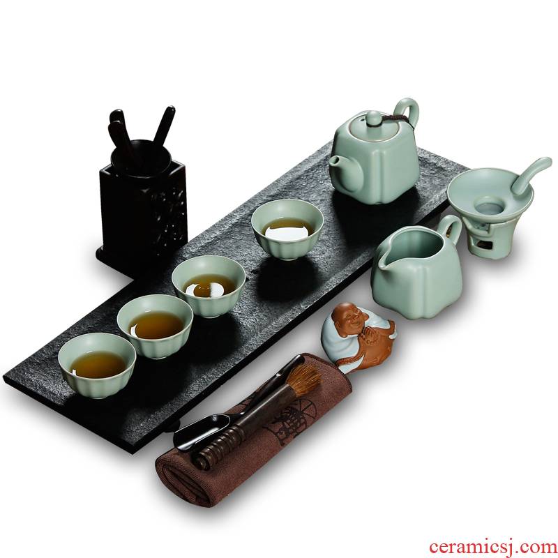 Sharply small stone tea tray tea set with your up ceramic kung fu tea set, black stone tea tea sea drainage type
