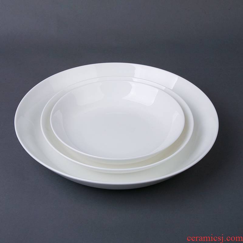 Pure white ipads China plate son dish plate FanPan dumplings circular household ceramic plate plate plate pepper fish head large plate