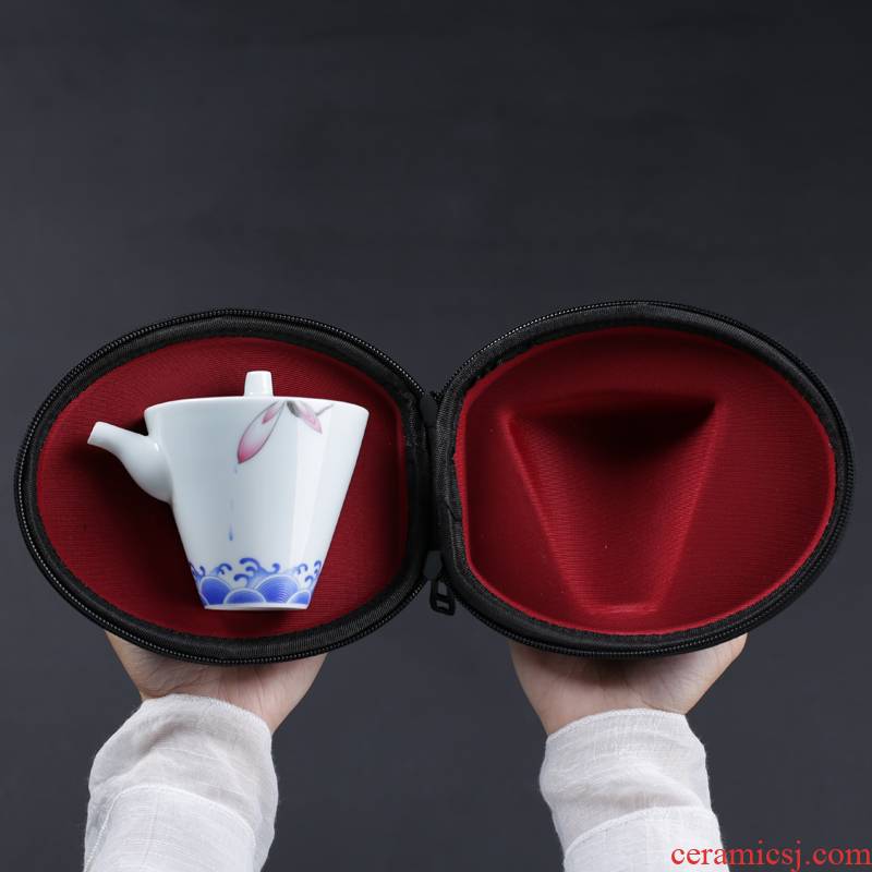 Crack white porcelain a pot of three lazy people travel kung fu tea tea suit portable office home teapot