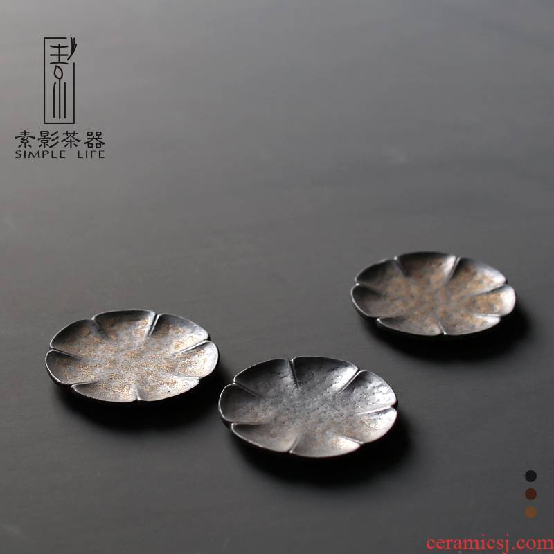Plain film Chinese style of the ancients lotus ceramic creative kung fu tea cups and heat insulation cup mat mat contracted circular thick ceramic pads