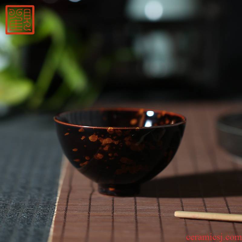 Restoring the museum temmoku ceramic sample tea cup lamp cup jizhou up up temmoku glaze hawksbill CPU master CPU