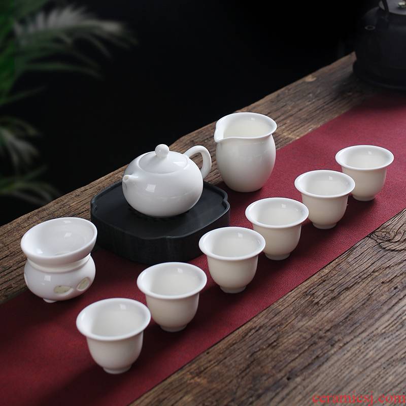 Hon art dehua white porcelain kung fu tea set ceramic cups teapot set of tea cups)